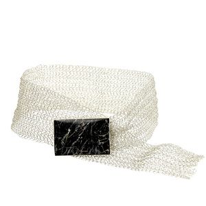 Crocheted Silver Mesh & Onyx Rectangle Buckle,NWT